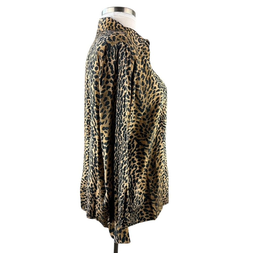Vtg Silk Lore Beth Terrell Silk Cheetah Animal Print Button Blouse Plus Size 1X - Picture 9 of 11